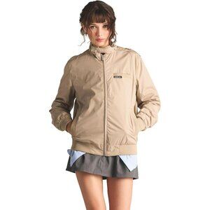 🆕Women’s Classic Iconic Racer Jacket Khaki Polyester Stylish Trendy Casual